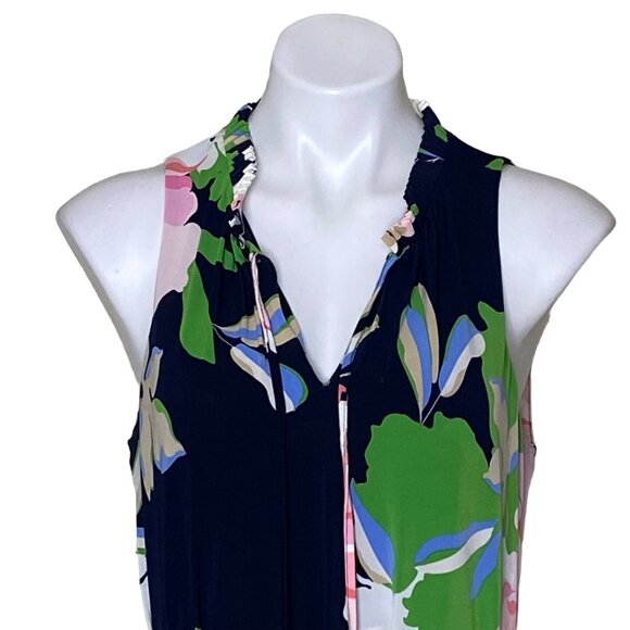Tommy Hilfiger Isla Floral Midi Dress Sky Captain Bloom Tie Front Women's Size 8 - Picture 4 of 12
